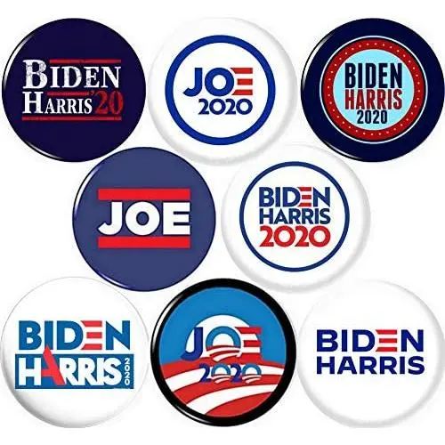 Joe Biden Kamala Harris 2020 8 New 1 Inch (25mm) Set of 8 Pinback Buttons Badges Pins