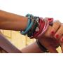 AGENDA Leather Charms Bangle for Women with Stainless Steel Charms Judaica Inspirational Bracelet Jewelry Kabbalah Evil Eye Protection