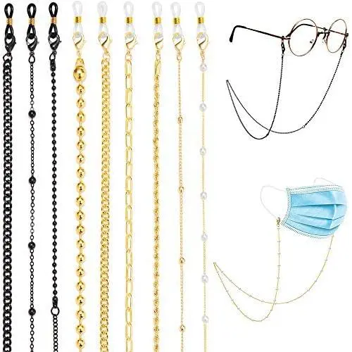 iF YOU 9 Pack Gold Mask Glasses Chain Holder for Women Girls Black Face Mask Lanyard Womens Reading Glasses Chain Necklace Set Around Neck iF YOU 9 Pack Gold Mask Glasses Chain Holder for Women Girls Black Face Mask Lanyard Womens Reading Glasses Chain Necklace Set Around Neck