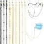 iF YOU 9 Pack Gold Mask Glasses Chain Holder for Women Girls Black Face Mask Lanyard Womens Reading Glasses Chain Necklace Set Around Neck