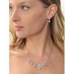 Mariell Rose Gold Multi-Shaped Cubic Zirconia Necklace & Earring Wedding Jewelry Set for Women and Brides