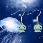SEIRAA Cut Jellyfish Earring Jellyfish Jewelry for Women Girls Blue Ocean Fish Gift Marine Life Earrings