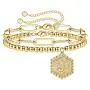 Gold Initial Bracelets for Women, 14K Gold Plated Beaded Bracelets for Women Teen Girls Hexagon Pendant Personalized Gold Layered Paperclip Link Chain Bracelets Initial Bracelet Dainty Initial Jewelry