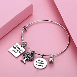 Udobuy Teacher Bangle Bracelet-Teacher Gift, Show Your Teacher Appreciation Thank You Gifts for Teachers