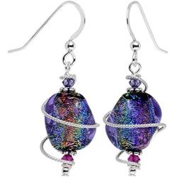 Body Candy Handcrafted 925 Silver Purple Dichroic Drop Dangle Earrings Created with Swarovski Crystals