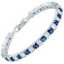 RIZILIA [Ice Cube] Princess Cut Multi-Color CZ 18K White Gold Plated Tennis Bracelet, 7''