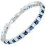 RIZILIA [Ice Cube] Princess Cut Multi-Color CZ 18K White Gold Plated Tennis Bracelet, 7''