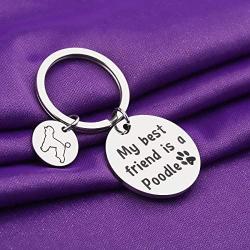 PENQI Poodle Jewelry Poodle Lover Gift My Best Friend is a Poodle Keychain Dog Lover Jewelry for Poodle Owner Poodle Mom or Dad