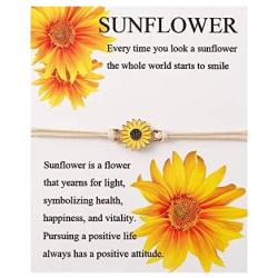 BOMAILSunflower Bracelet Handmade Sunflower Boho Bracelet Friendship Jewelry for Women Girl