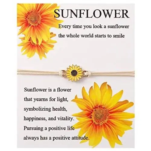 BOMAILSunflower Bracelet Handmade Sunflower Boho Bracelet Friendship Jewelry for Women Girl