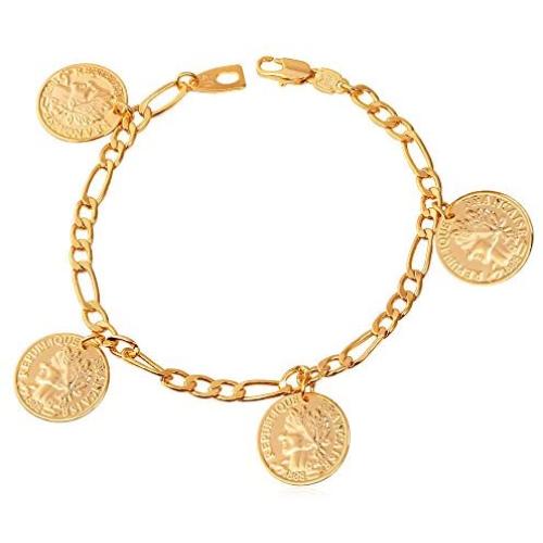 U7 Heart Charm Bracelet Stainless Steel Dainty Link Chain Dainty Jewelry Custom Initials Charm/Love Heart Bracelet for Women Girls,Length Adjustable 7-10 Inch