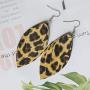 Yeitur Layered Leather Earrings Leopard Print Petal Multilayer Structure Design Statement Dangle Drop Earrings For Women Girls Fashion Earrings