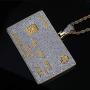 TOPGRILLZ 18K Gold Plated Custom Iced Out Credit V Card Pendant Necklace Personalized Name Chain for Men Women Charm Gifts