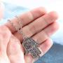 Olbye Hamsa Pendant Necklace Silver Hamsa Hand Necklace Choker Minimal Necklace Jewelry for Women and Girls