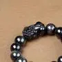 AMTOOCH Feng Shui Bracelet Black Obsidian 14mm Rainbow Eye Stone Bead Hand Carved pixiu/Pi Yao Attract Good Luck and Wealth Money for Mens and Womens