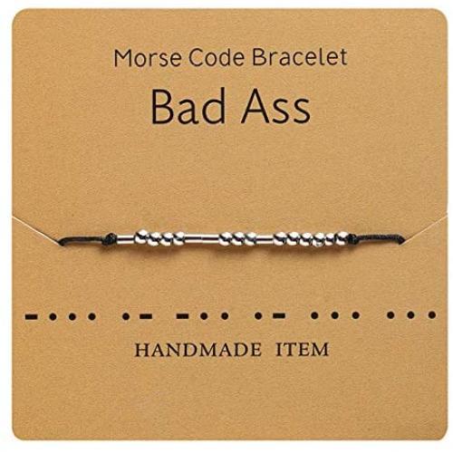 Morse Code Bracelets for Women, Inspirational Code Jewelry, Adjustable Handmade Stainless Steel Bead, String Bracelets Funny Friendship Birthday Gifts for Women Best Friend