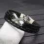Double-Layered Handmade Braided Leather Wrap Bracelet Alloy Infinity Shaped Bracelets, 8.3'' Double-Layered Handmade Braided Leather Wrap Bracelet Alloy Infinity Shaped Bracelets, 8.3''