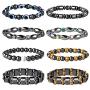 YADOCA 8 Pcs Hematite Magnetic Bracelets Set for Men Women Tigers Eye Bead Bracelet Colorful Elastic Bracelet