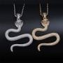 JINAO Hip Hop Iced Out Cobra Snake Animal Lovers Pendant Necklace Micropave Simulated Diamond Jewelry with Solid Back