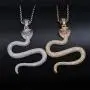 JINAO Hip Hop Iced Out Cobra Snake Animal Lovers Pendant Necklace Micropave Simulated Diamond Jewelry with Solid Back