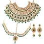 Aheli Ethnic Designer Indian Wedding Bridal Jewelry Set Faux Kundan Beaded Choker Necklace with Damini Headpiece for Women
