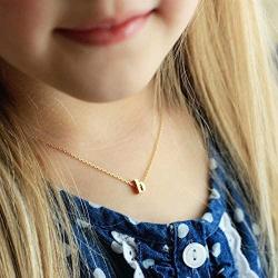 Dainty Tiny Initial Necklace, 14K Gold Plated Lowercase Letter Necklace Small Initial Pendant Necklaces for Women Girls Personalized Minimalist Delicate Monogram Children Kids Alphabet Necklace