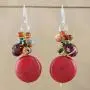 NOVICA Calcite .925 Sterling Silver Cluster Earrings, Red Circles NOVICA Calcite .925 Sterling Silver Cluster Earrings, Red Circles