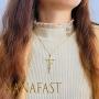 Nanafast 18k Gold Plated Cross Necklace for Girls Faith in Love Dainty Cross Pendant Necklace for Women, Mothers Day Valentines Day