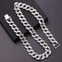 Cuban Link Necklace for Men - Hip Hop Necklace Iced Out with Bling Rhinestones, Fashion Accessory for Hip Hop Lovers