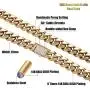 Luxfine 12mm Miami Cuban Link Chain 14K REAL Gold Plated Hypoallergenic Hip Hop Jewelry Premium Stainless Steel Necklace For Men Women (No Color Fade, Double-sided Iced Out Clasp)