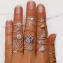 7-15pcs Silver Wave Star Moon Cute Knuckle Ring Sets for Women Teen Girls Vintage Boho Stackable Finger Toe Rings Pack