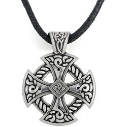 Dawapara Ancient Celtic Cross Knotwork Hammer Pendant Irish Necklace Jewelry for Mens