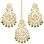 Aheli Bollywood Ethnic Chandbali Style Earrings Maang Tikka Set Traditional Fashion Jewelry for Women