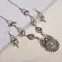 Zephyrr Devotional Pendant Necklace Earrings Set Silver Tone Jewelry for Women