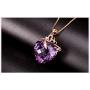 Elegant Heart Shaped Amethyst Pendant Necklace, AILUOR Luxury Fashion18K Rose Gold Love Heart Natural Purple Crystal Jewelry - Great Birthday Anniversary Mothers Day Wedding Gift