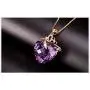 Elegant Heart Shaped Amethyst Pendant Necklace, AILUOR Luxury Fashion18K Rose Gold Love Heart Natural Purple Crystal Jewelry - Great Birthday Anniversary Mothers Day Wedding Gift