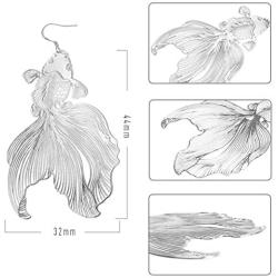 D.Rosse Fashion Chic Handmade Lightweight Hollow Tropical Fish Goldfish Dangle Drop Earrings for Women Girls Statement Jewelry Gifts