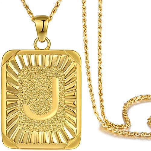 Andsion Initial Letter Pendant Necklace for Men Boy Women Girl, 18K Gold Plated A-Z 26 Capital Initial Necklace Letter Necklaces, Solid Rope Chains 22 Inches