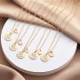 SHERLOVE 14K Gold Plated Women Initial Sunflower Pendant Necklace, You are My Sunshine Necklace with Round Disc Initial Letter