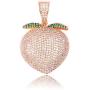Moca Jewelry Iced Out Colored Peach Pendant 18K Gold Plated Bling CZ Simulated Diamond Hip Hop Necklace for Men Women