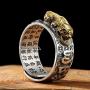 JAJAFOOK 990 Silver Stereoscopic FENG Shui PIXIU MANI Amulet Lucky Wealth Buddhist Jewelry Adjustable Ring