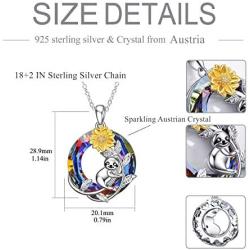 AOBOCO Sloth Sunflower Jewelry Gifts for Women Girls Relax & Lucky Sterling Silver Animal Necklace Birthday Christmas Present
