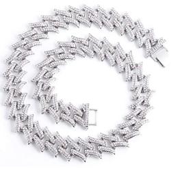 SONGCHANGJEWELRY Iced Out Chain Necklace for Men - Cuban Link Chain Necklace with Full Rhinestone 11MM/15MM/25MM Miami Choker Necklace Shining Hip Hop Accessories for Nightclub, Party, Daily