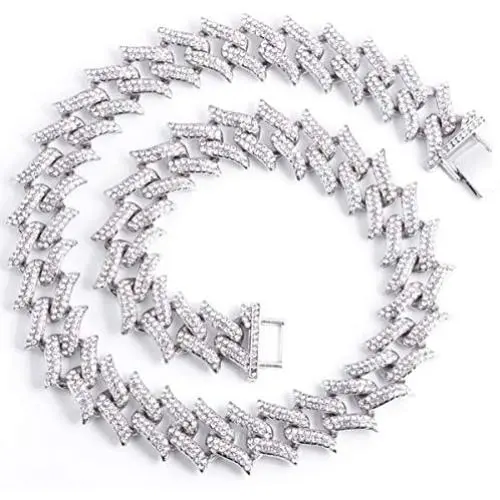 SONGCHANGJEWELRY Iced Out Chain Necklace for Men - Cuban Link Chain Necklace with Full Rhinestone 11MM/15MM/25MM Miami Choker Necklace Shining Hip Hop Accessories for Nightclub, Party, Daily SONGCHANGJEWELRY Iced Out Chain Necklace for Men - Cuban Link Chain Necklace with Full Rhinestone 11MM/15MM/25MM Miami Choker Necklace Shining Hip Hop Accessories for Nightclub, Party, Daily