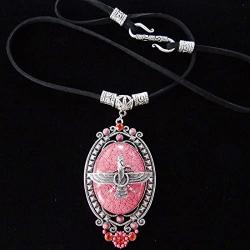 Asoodehdelan Antique Silver Red Farvahar Necklace Iranian Persian Gift Iran Zoroastrian Faravahar Art