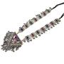 Afghan Tribal Baloch Long Pendant Necklace in Metal Soft Bells Multi Color Stones