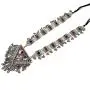 Afghan Tribal Baloch Long Pendant Necklace in Metal Soft Bells Multi Color Stones