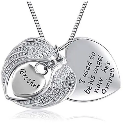 Eternalmemorial Sympathy Cremation Jewelry for Ashes Mom Dad Stainless Steel Keepsake Urn Pendant Necklace I Used to Be His Angel Now Hes Mine + Exquise Box+ Funnel Eternalmemorial Sympathy Cremation Jewelry for Ashes Mom Dad Stainless Steel Keepsake Urn Pendant Necklace I Used to Be His Angel Now Hes Mine + Exquise Box+ Funnel