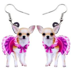 NEWEI Acrylic Sweet Chihuahua Dog Earrings Drop Dangle Animal Jewelry For Gift Girl Women