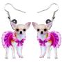 NEWEI Acrylic Sweet Chihuahua Dog Earrings Drop Dangle Animal Jewelry For Gift Girl Women